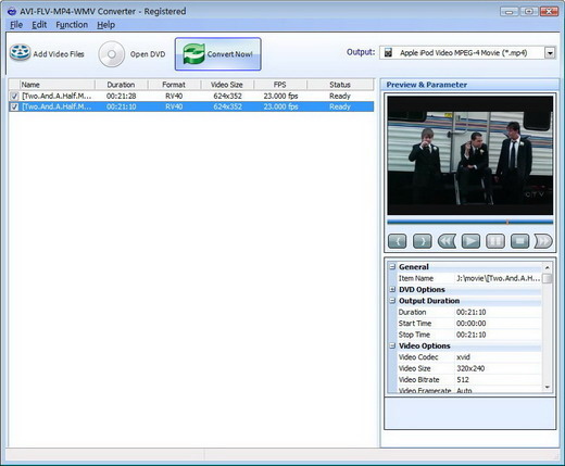 AVI-FLV-MP4-WMV Converter 2.2 screenshot